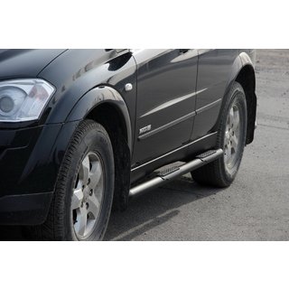 Боковые трубы BB002 Черные (2 шт., Нержавейка) SsangYong Kyron 2005-2014 гг. фото 1