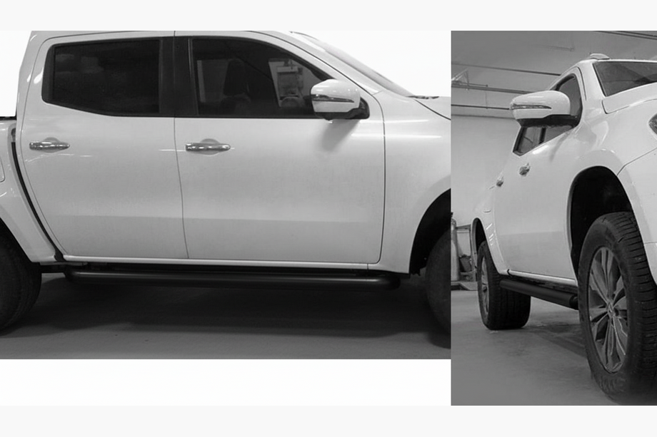 Mercedes X class 2017-2020 гг. Боковые трубы со срезом Black (2 шт., нерж. сталь) Image