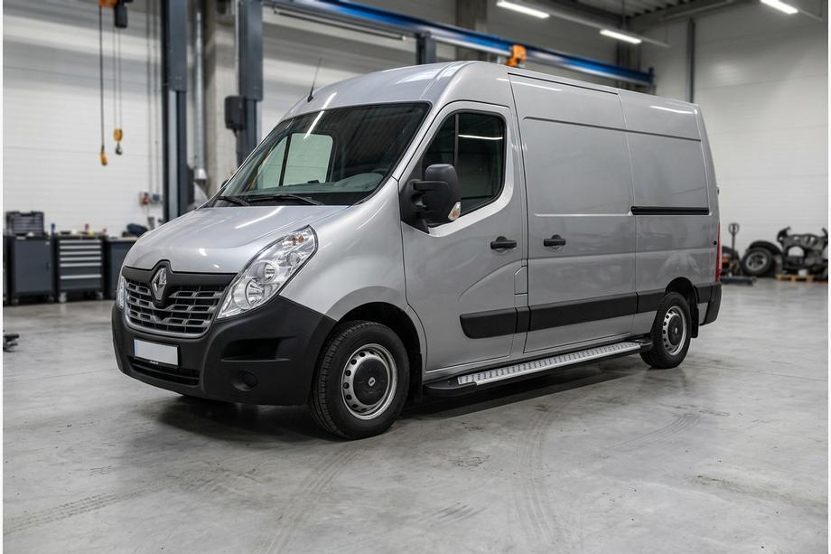Renault Master 2011-2023 гг. Боковые пороги Allmond Grey (2 шт., алюминий) Image