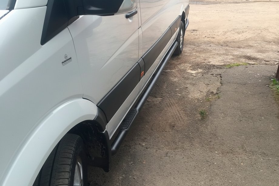 Mercedes Sprinter W906 2006–2018 гг. Боковые трубы Black (2 шт., нержавейка) d60, Длинная-ЭкстраДлинная Фото 1