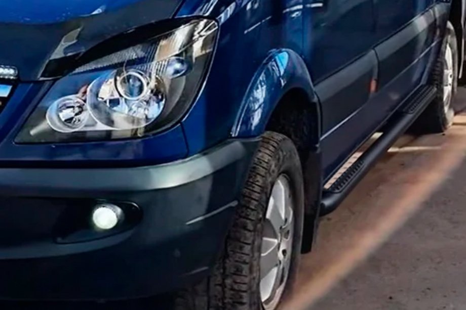 Mercedes Sprinter W906 2006–2018 гг. Боковые трубы Black (2 шт., нержавейка) d60, Длинная-ЭкстраДлинная Фото 2