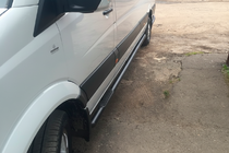 Volkswagen Crafter 2006-2016 гг. Боковые трубы Black (2 шт., нержавейка) фото 4