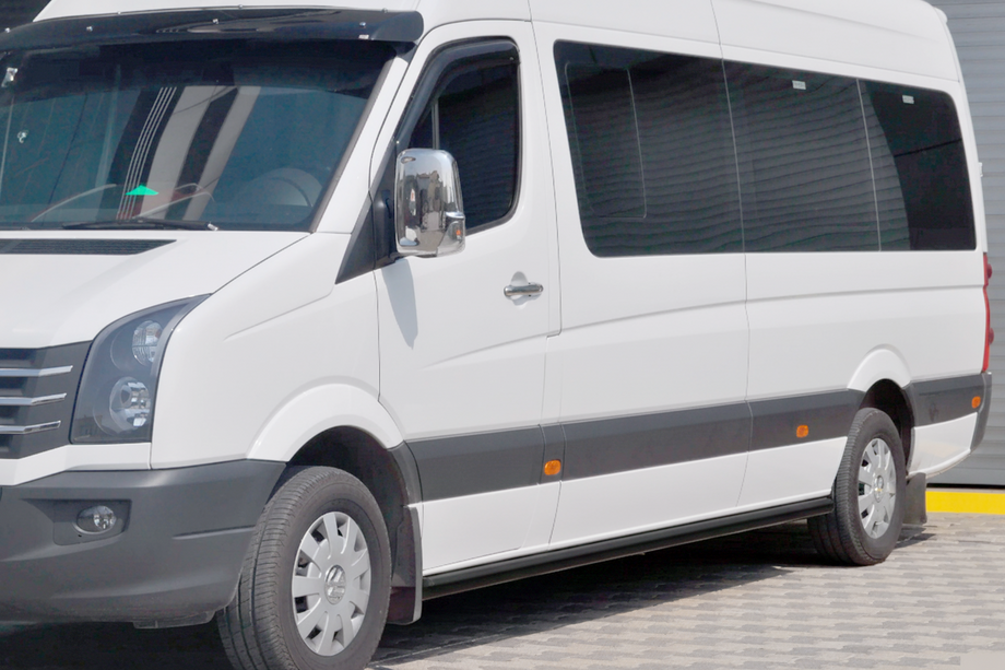 Volkswagen Crafter 2006-2016 гг. Боковые трубы Black (2 шт., нержавейка) Image