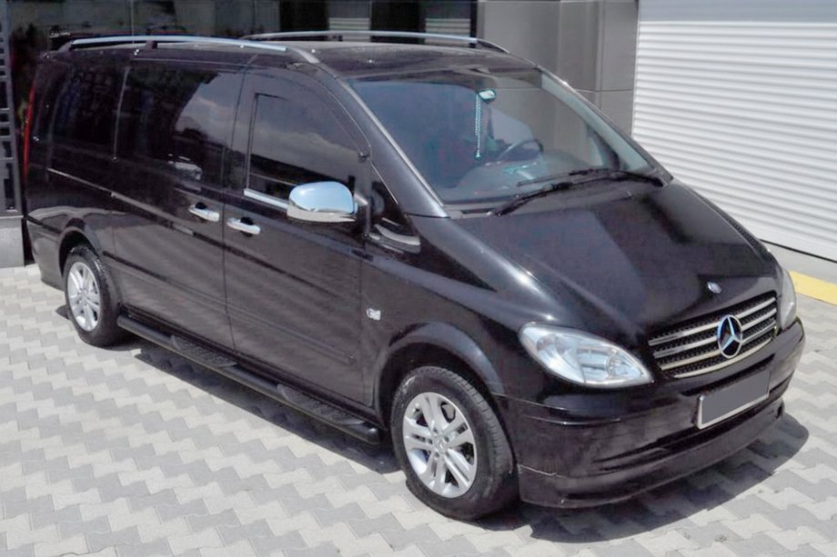 Mercedes Viano 2004-2014 гг. Боковые трубы Black (2 шт., Нержавейка) Фото 1