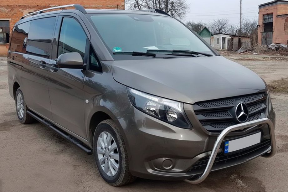 Mercedes Vito/V-class W447 2014- гг. Боковые трубы Black (2 шт., Нержавейка) Фото 1