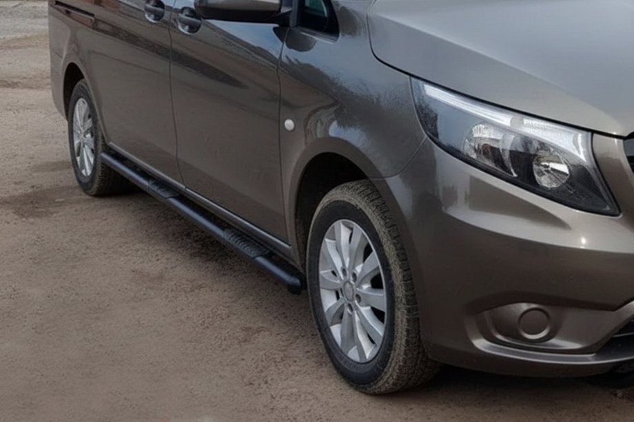 Mercedes Vito/V-class W447 2014- гг. Боковые трубы Black (2 шт., Нержавейка) Фото 2