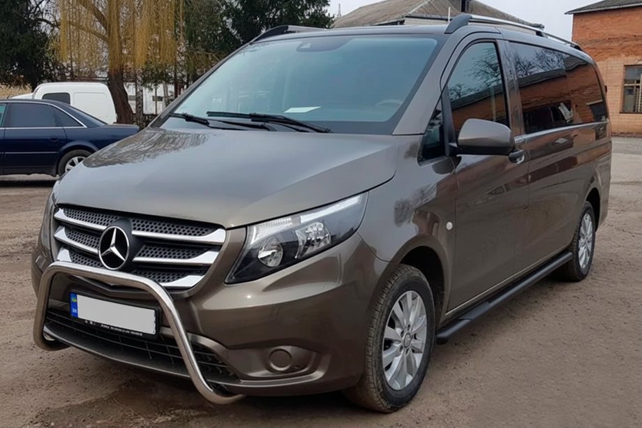 Mercedes Vito/V-class W447 2014- гг. Боковые трубы Black (2 шт., Нержавейка) Фото 3