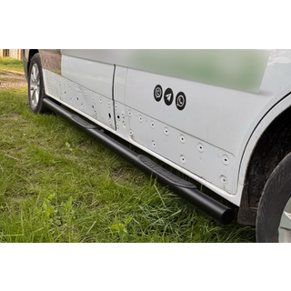 Боковые трубы BB002 Черные (2 шт., Нержавейка) Fiat Talento 2016- гг. фото 3