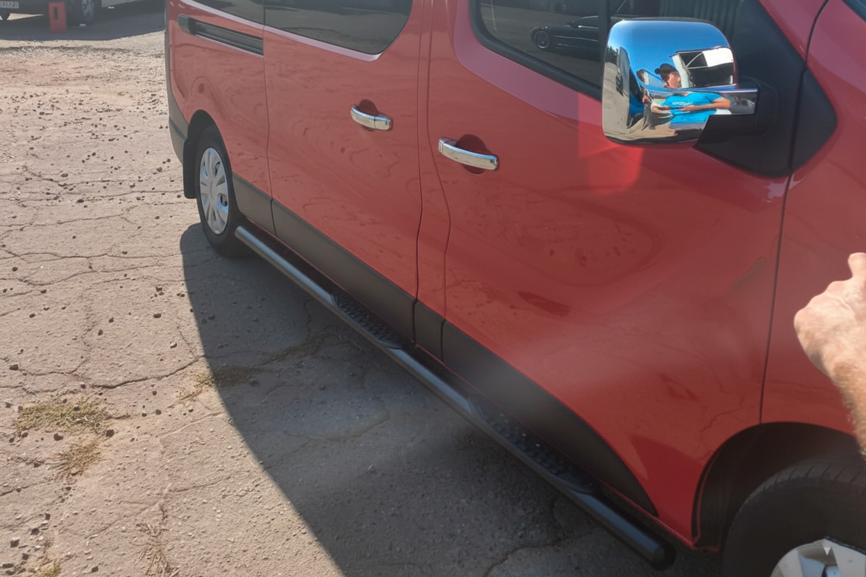 Бічні труби BB002 Black (2 шт., нерж.) 60 мм, коротка база для Fiat Talento 2016- рр - фото 6