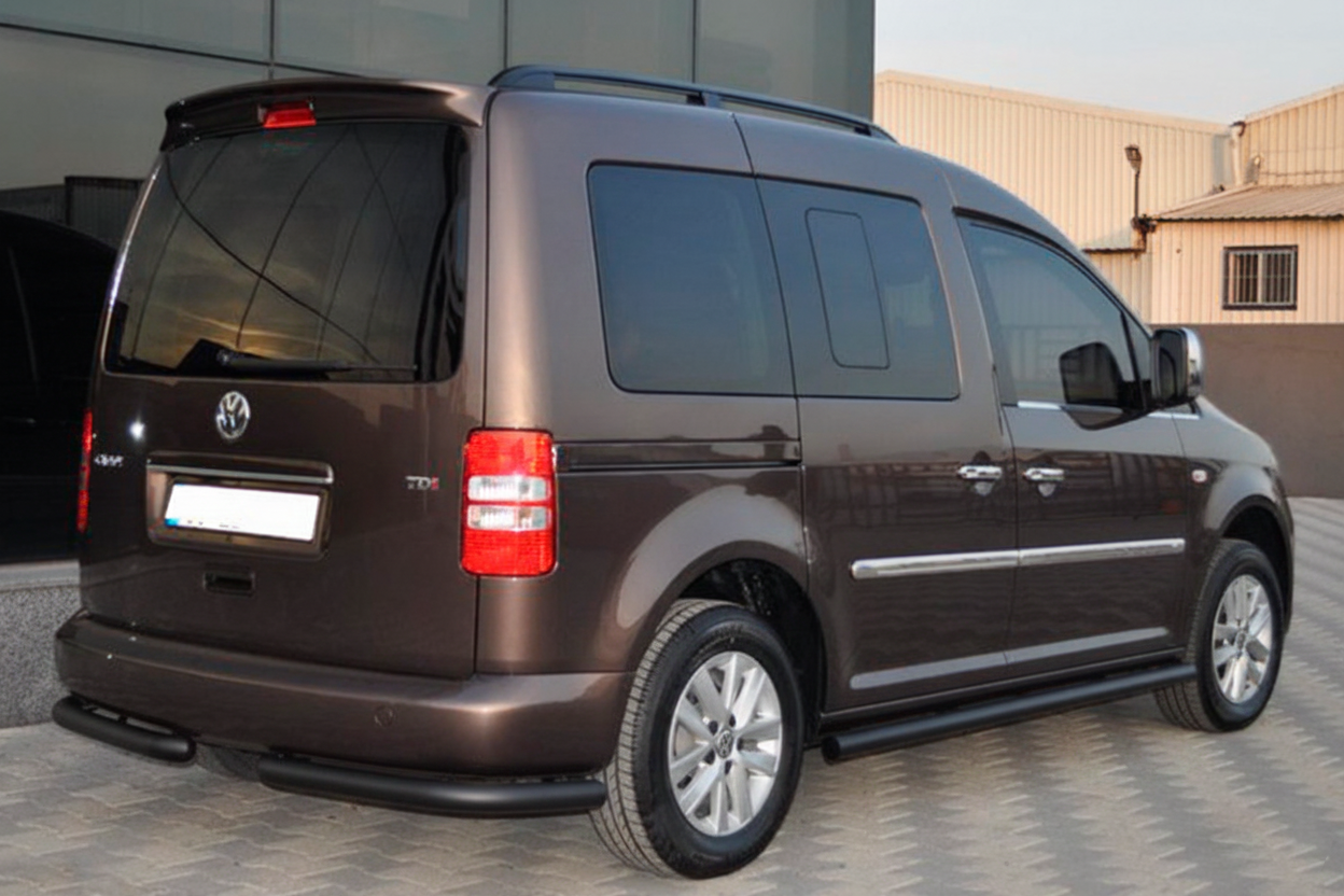 Бічні труби BB001 Black (2 шт., нерж) d60, Стандартна база для Volkswagen Caddy 2020- рр - фото 6