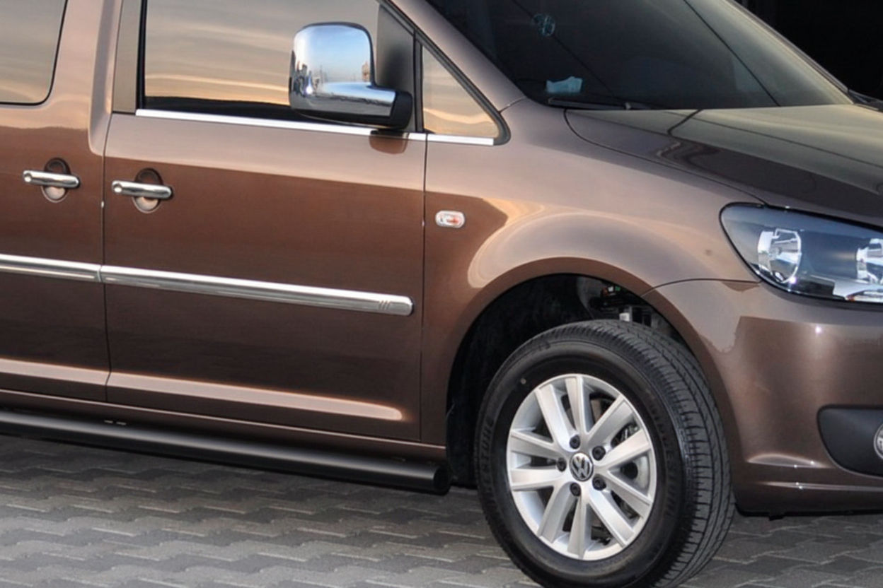 Бічні труби BB001 Black (2 шт., нерж) d60, Стандартна база для Volkswagen Caddy 2020- рр - фото 8