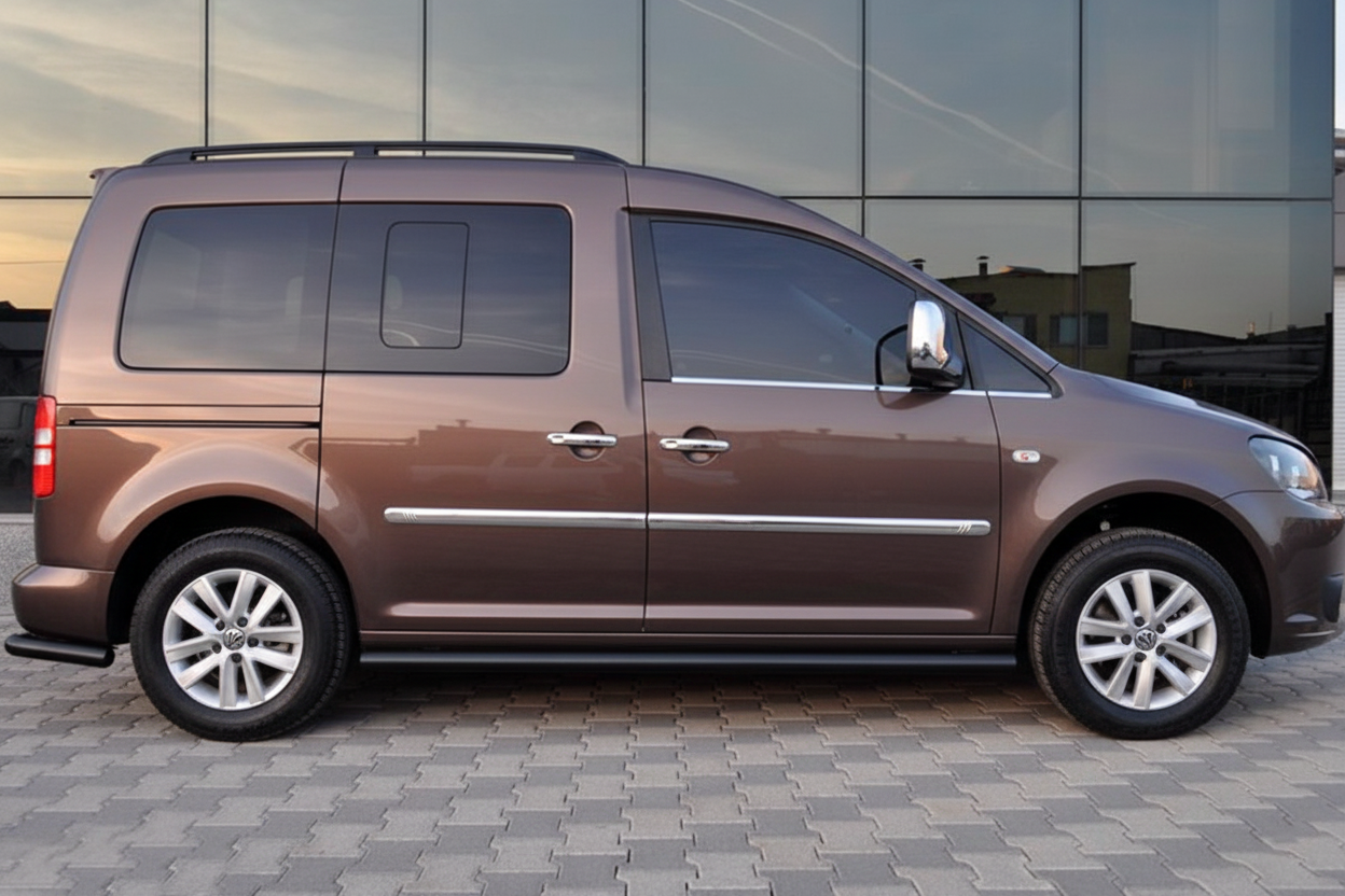Бічні труби BB001 Black (2 шт., нерж) d60, Стандартна база для Volkswagen Caddy 2020- рр - фото 9