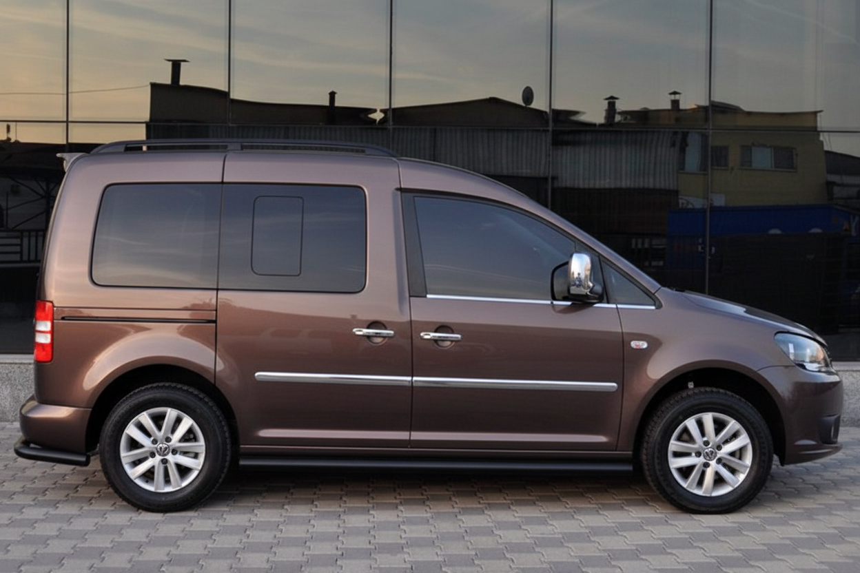 Бічні труби BB001 Black (2 шт., нерж) d60, Стандартна база для Volkswagen Caddy 2020- рр - фото 10
