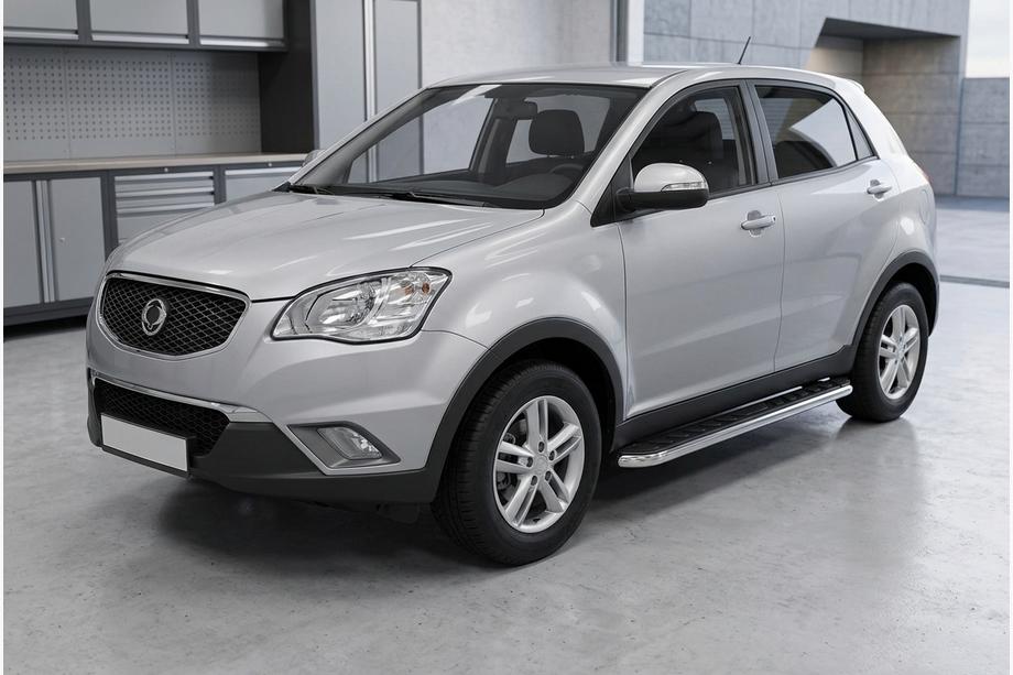 SsangYong Korando 2010-2019 гг. Боковые Подножки Maydos V1 (2 шт., Алюминий и Нержавейка) Image