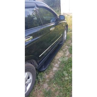 Боковые Подножки Allmond Black (2 шт., Алюминий) SsangYong Kyron 2005-2014 гг. фото 4