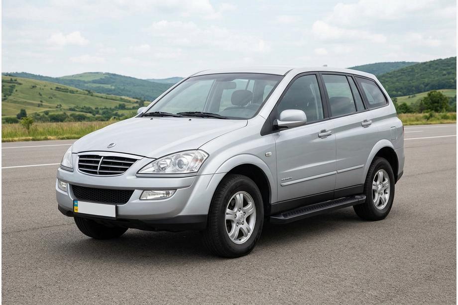 SsangYong Kyron 2005-2014 гг. Боковые Подножки Allmond Black (2 шт., Алюминий) Image
