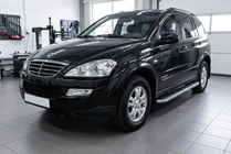 SsangYong Kyron 2005-2014 гг. Боковые Подножки Maydos V1 (2 шт., Алюминий и Нержавейка) фото 1