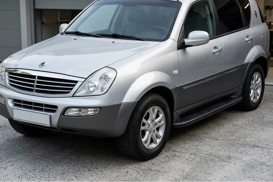 SsangYong Rexton I 2001-2017 гг. Боковые пороги Bosphorus Black (2 шт., алюминий) Image