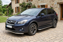 Subaru XV 2011-2017 гг. Боковые Подножки Maydos V1 (2 шт., Алюминий и Нержавейка) фото 1