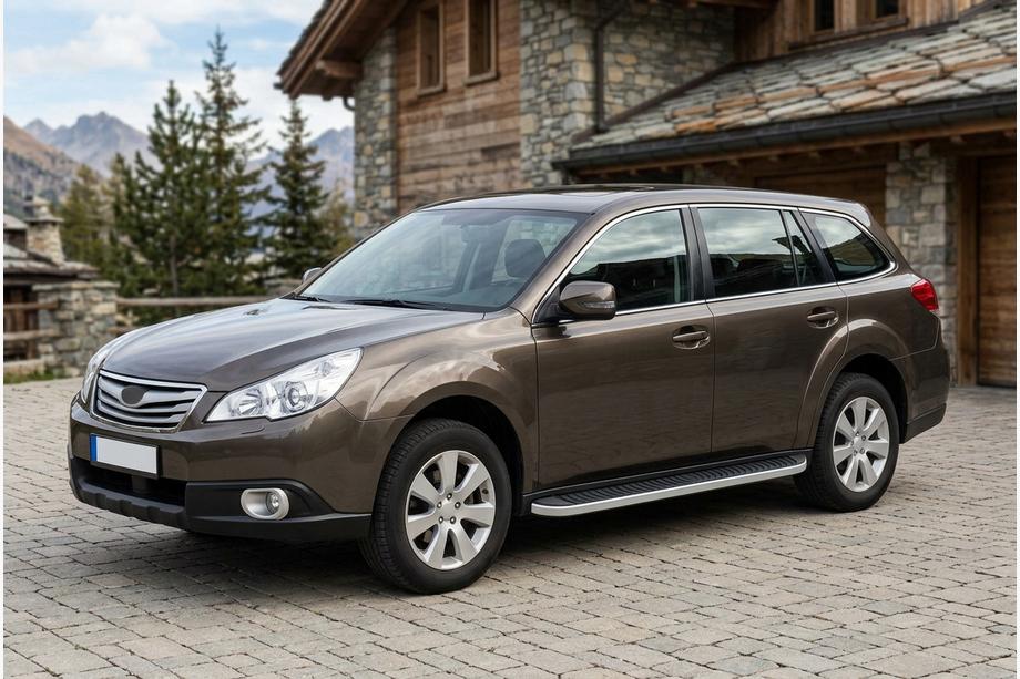 Subaru Outback 2009-2014 гг. Боковые Подножки Tayga Grey (2 шт., Алюминий) Image