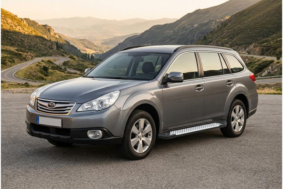 Subaru Outback 2009-2014 гг. Боковые пороги Allmond Grey (2 шт., алюминий) Image