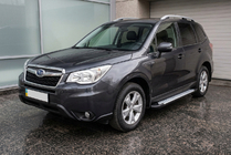 Subaru Forester 2013-2018 гг. Боковые пороги Allmond Grey (2 шт., алюминий) фото 1