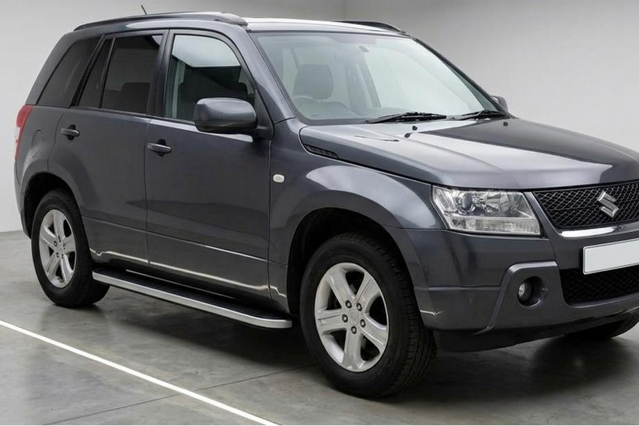 Suzuki Grand Vitara 2005-2017 гг. Боковые Подножки Tayga Grey (2 шт., Алюминий) Image
