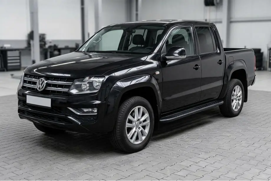Volkswagen Amarok 2010-2022 гг. Боковые пороги Bosphorus Black (2 шт., алюминий) Image