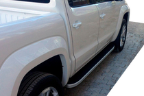 Volkswagen Amarok 2010-2022 гг. Боковые Подножки Tayga Grey (2 шт., Алюминий) фото 4
