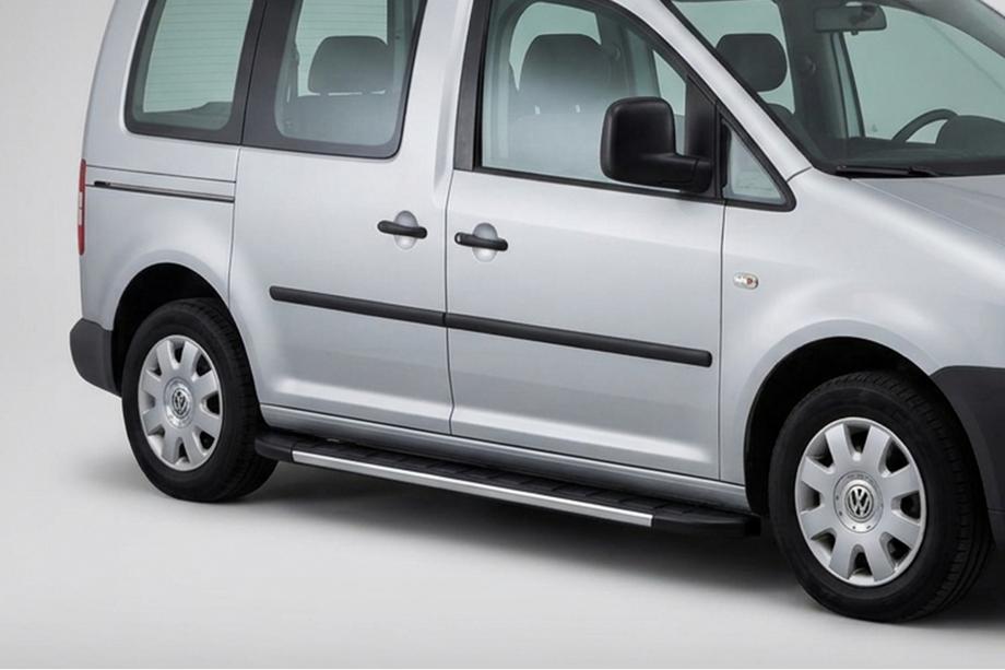 Volkswagen Caddy 2010-2015 гг. Боковые Подножки Duru (2 шт., Алюминий) Макси База Фото 1