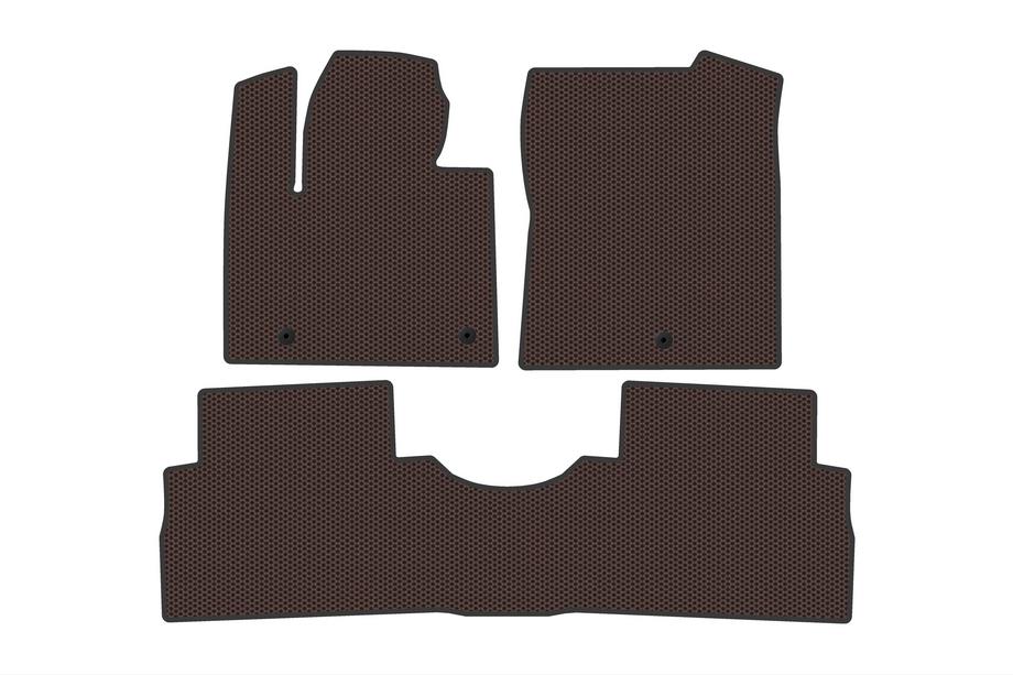Hyundai Santa Fe 4 2018-2023 гг. Резиновые Коврики Carsuit (2 Ряда, Коричневые) Image