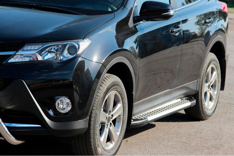 Toyota Rav 4 2013-2018 гг. Боковые пороги Allmond Grey (2 шт., алюминий) Image