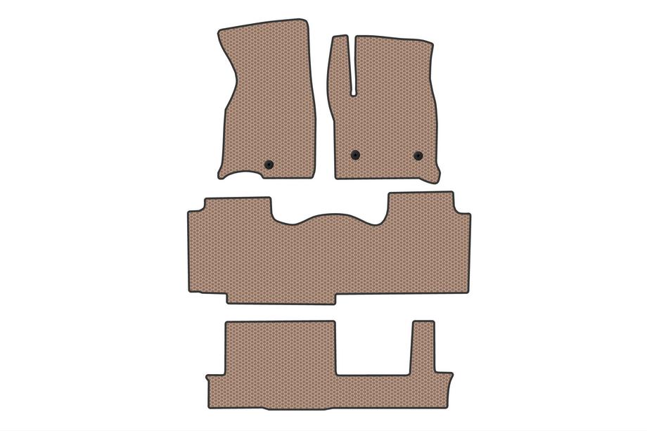 Chevrolet Tahoe 2020- гг. Резиновые Коврики Carsuit (3 Ряда, Бежевые) Image