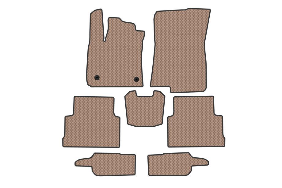 Dacia Jogger 2022- гг. Резиновые Коврики Carsuit (3 Ряда, Бежевые) Image