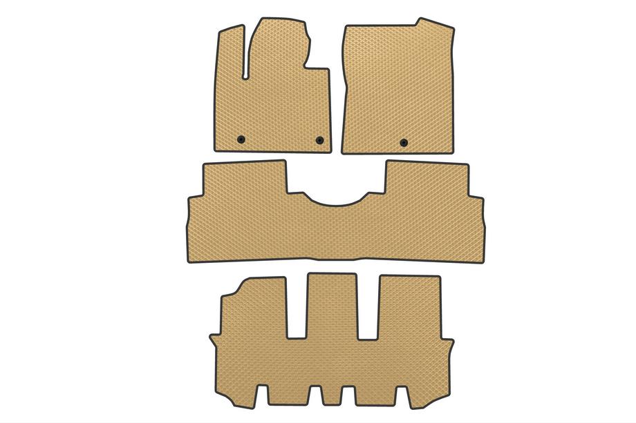 Hyundai Santa Fe 4 2018-2023 гг. Коврики EVA (3 ряда, Бежевые) Image