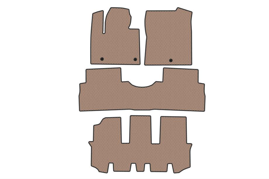 Hyundai Santa Fe 4 2018-2023 гг. Резиновые Коврики Carsuit (3 Ряда, Бежевые) Image