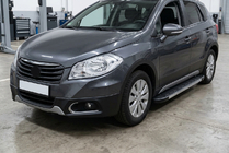 Suzuki SX4 S-Cross 2013-2016 гг. Боковые Подножки Duru (2 шт., Алюминий) фото 1