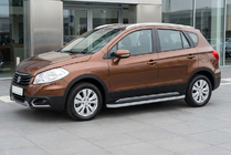 Suzuki SX4 S-Cross 2013-2016 гг. Боковые Подножки Tayga Grey (2 шт., Алюминий) фото 1
