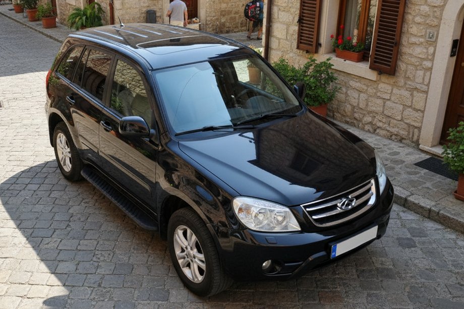 Chery Tiggo 3 2005- гг. Боковые пороги Bosphorus Black (2 шт., алюминий) Image