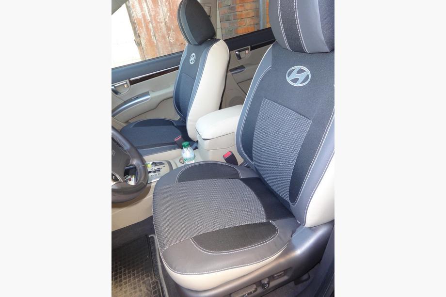 Hyundai Santa Fe 2 2006-2012 гг. Авточехлы (Эко-кожа↗Ткань, Premium) Фото 8