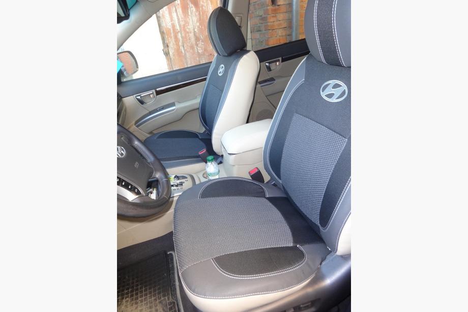Hyundai Santa Fe 2 2006-2012 гг. Авточехлы (Эко-кожа↗Ткань, Premium) Фото 9
