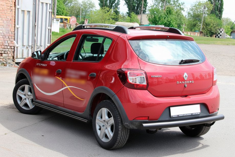 Dacia Sandero 2013-2020 гг. Задняя дуга AK002 Черная (нерж. сталь) Фото 8