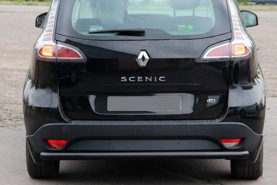 Renault Scenic/Grand 2009-2016 гг. Задняя дуга AK002 Черная (нерж. сталь) Фото 1