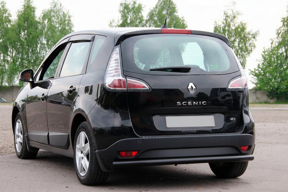 Renault Scenic/Grand 2009-2016 гг. Задняя дуга AK002 Черная (нерж. сталь) Фото 3
