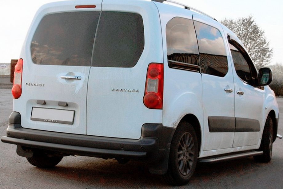 Citroen Berlingo 2008-2018 гг. Задняя защита Black (нерж. сталь) 60 мм Фото 4
