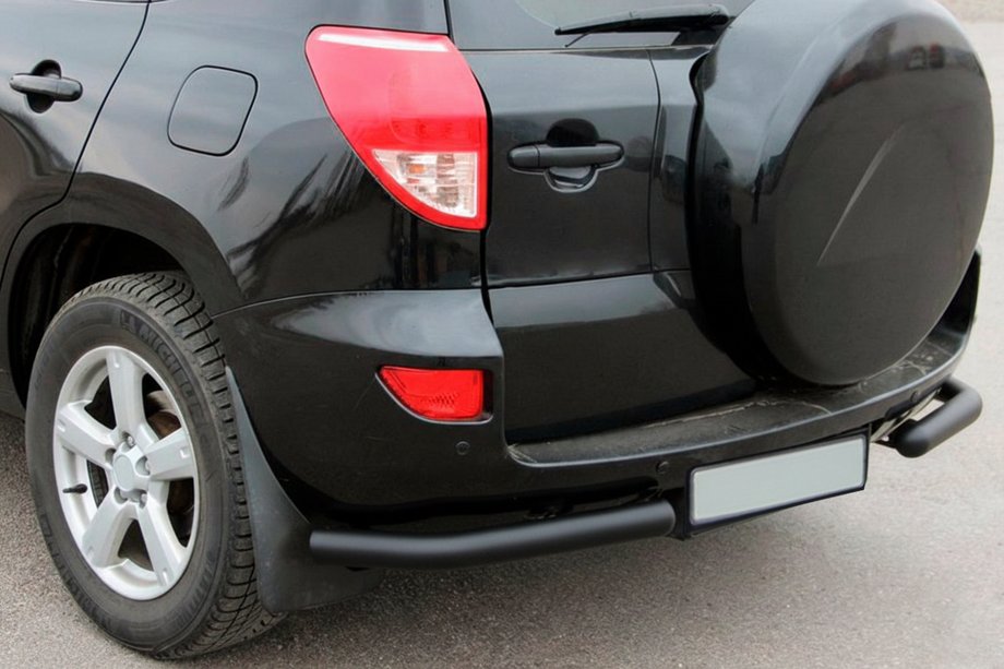 Toyota Rav 4 2006-2013 гг. Задние уголки AK003 Черные (2 шт., нержавейка) Фото 1