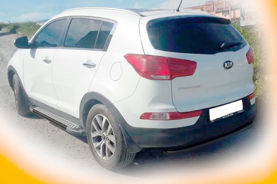 Kia Sportage 2010-2015 гг. Задняя дуга AK002-1 Черная (Нержавеющая сталь) Фото 3