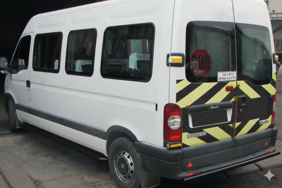 Renault Master 1998-2010 гг. Задняя дуга AK002 Черная (нерж.) Image