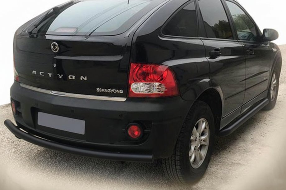 SsangYong Action 2005-2018 гг. Задняя защита AK002 Черная (нерж. сталь) Фото 1