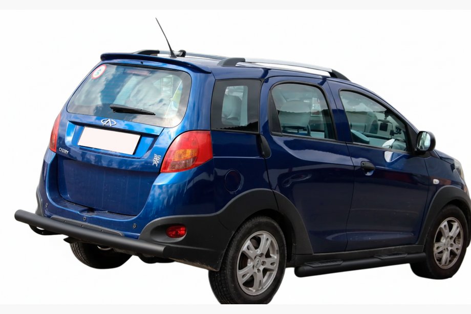 Chery Beat 2009-2015 гг. Задняя защита AK002 Черный (2 шт., нержавейка) Фото 2